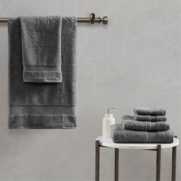 Madison Park Signature 100 Percent Egyptian Cotton Towel Set, Charcoal, 30 x 54 in., 6 Piece MPS73-477 - main